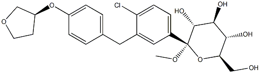 (2S, 3R, 4S, 5S, 6R) - 2 (3 (4 ((S) - tetrahydrofuran-3-yloxy)) - 4-chlorophenyl) - estructura bencílica de tetrahydro-6- (hidroximetílico) - 2-Methoxy-2H-pyran-3,4,5-triol