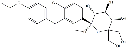 (2S, 3R, 4S, 5S) - 2 (fenilo 4-chloro-3- (4-ethoxybenzyl)) - - 2-methoxytetrahydro-2H-pyran-3,4,5-triol estructura 6,6-bis (hidroximetílico)
