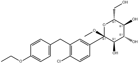 (2S, 3R, 4S, 5S, 6R) - 2 (fenilo 4-chloro-3- (4-ethoxybenzyl)) - estructura 6 - 2-Methoxytetrahydro-2H-pyran-3,4,5-triol (hidroximetílicos)