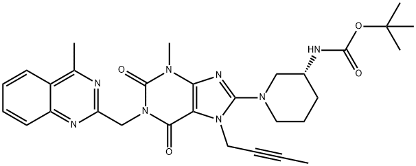 Tert-butílico ((3s) - 1 (7 (but-2-yn-1-yl) - 3-Methyl-1- ((4-Methylquinazolin-2-yl) Metilo) - estructura del carbamato de 2,6-dioxo-2,3,4,5,6,7-hexahydro-1h-purin-8-yl) piperidin-3-yl)